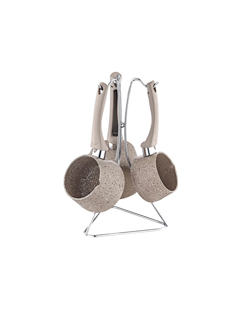 Juego de cafetera Turca en Biogranit 4 piezas / Colección OMS / 3227 Gris