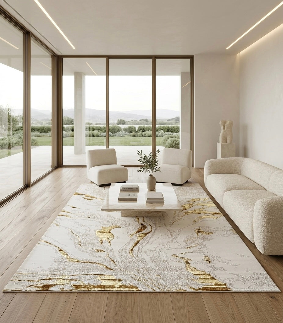 Alfombra Premium Importada de Turquía / Gamma 0691 / Bone - Bone - Gold