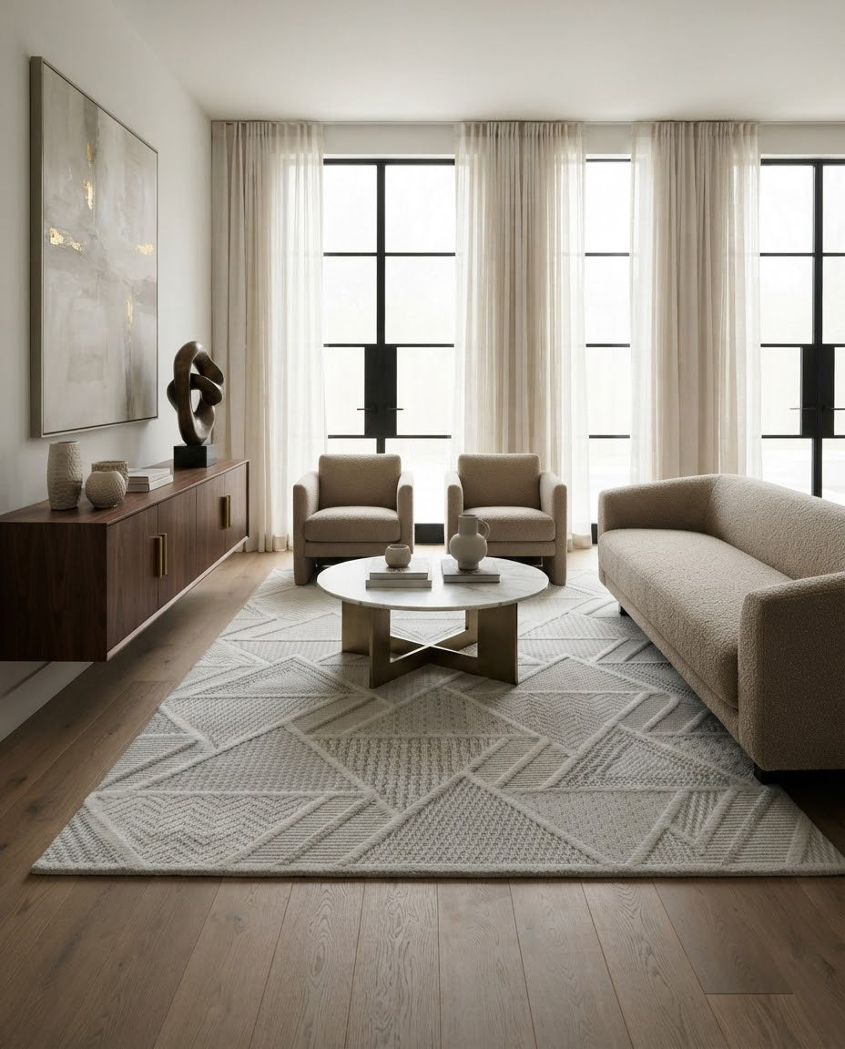 Alfombra Premium Importada de Turquía / Zeugma 0021A / Bone - L.Grey