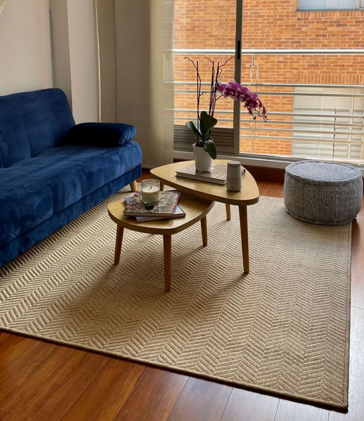 Tapete Tejido Espina de Pescado en Fique